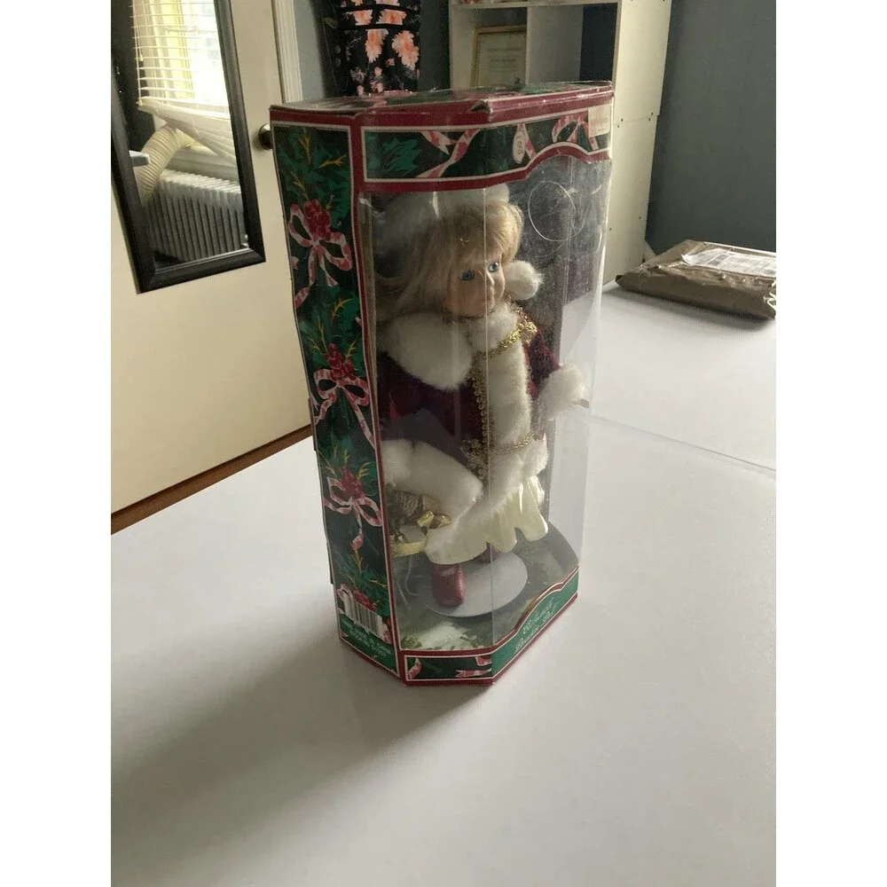 Brinn’s Porcelain Doll Blond Christmas Boxed New Comes With Stand 1997 Handmade